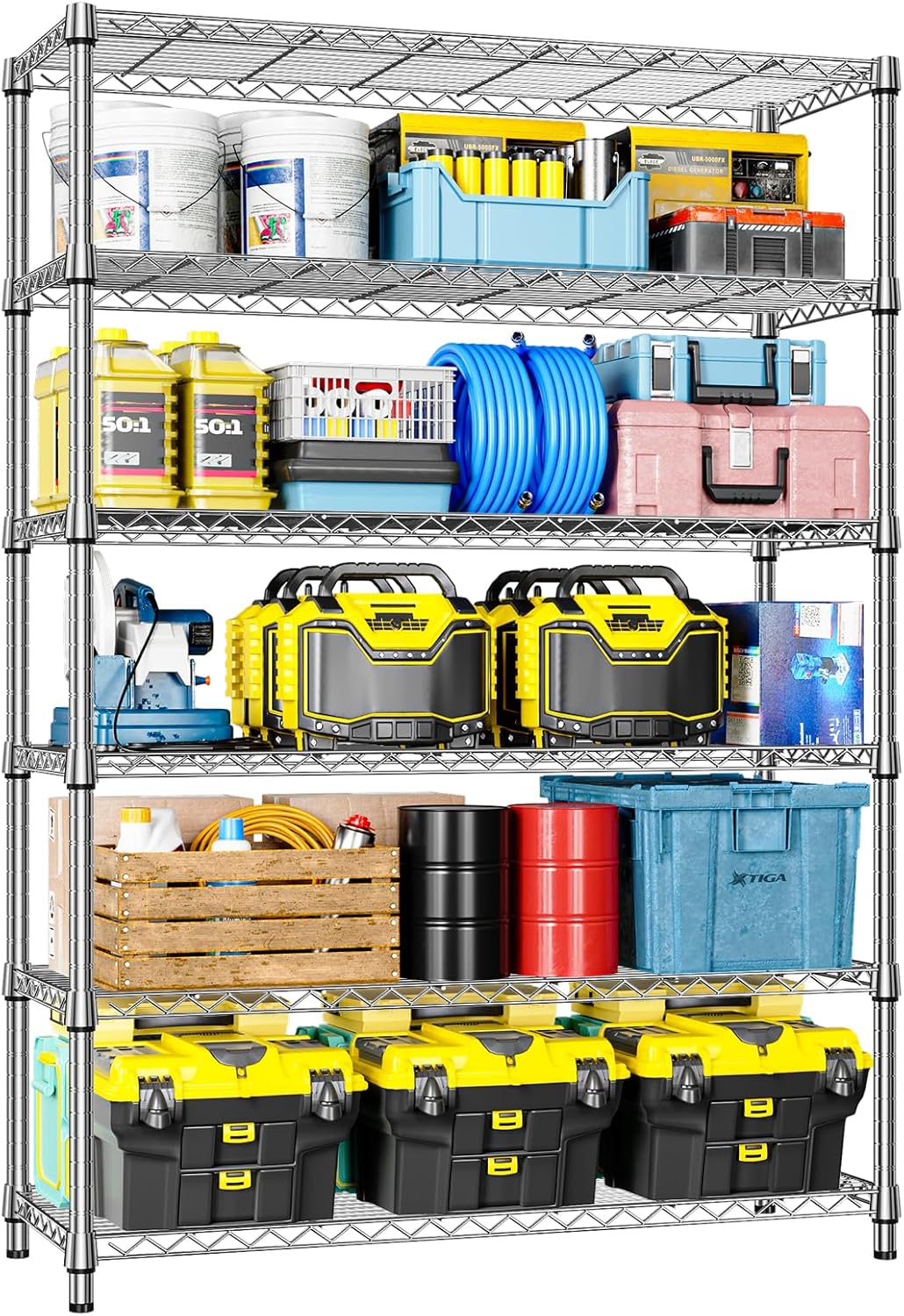Heavy Duty 6-Tier Metal Wire Shelving Unit for Versatile Storage