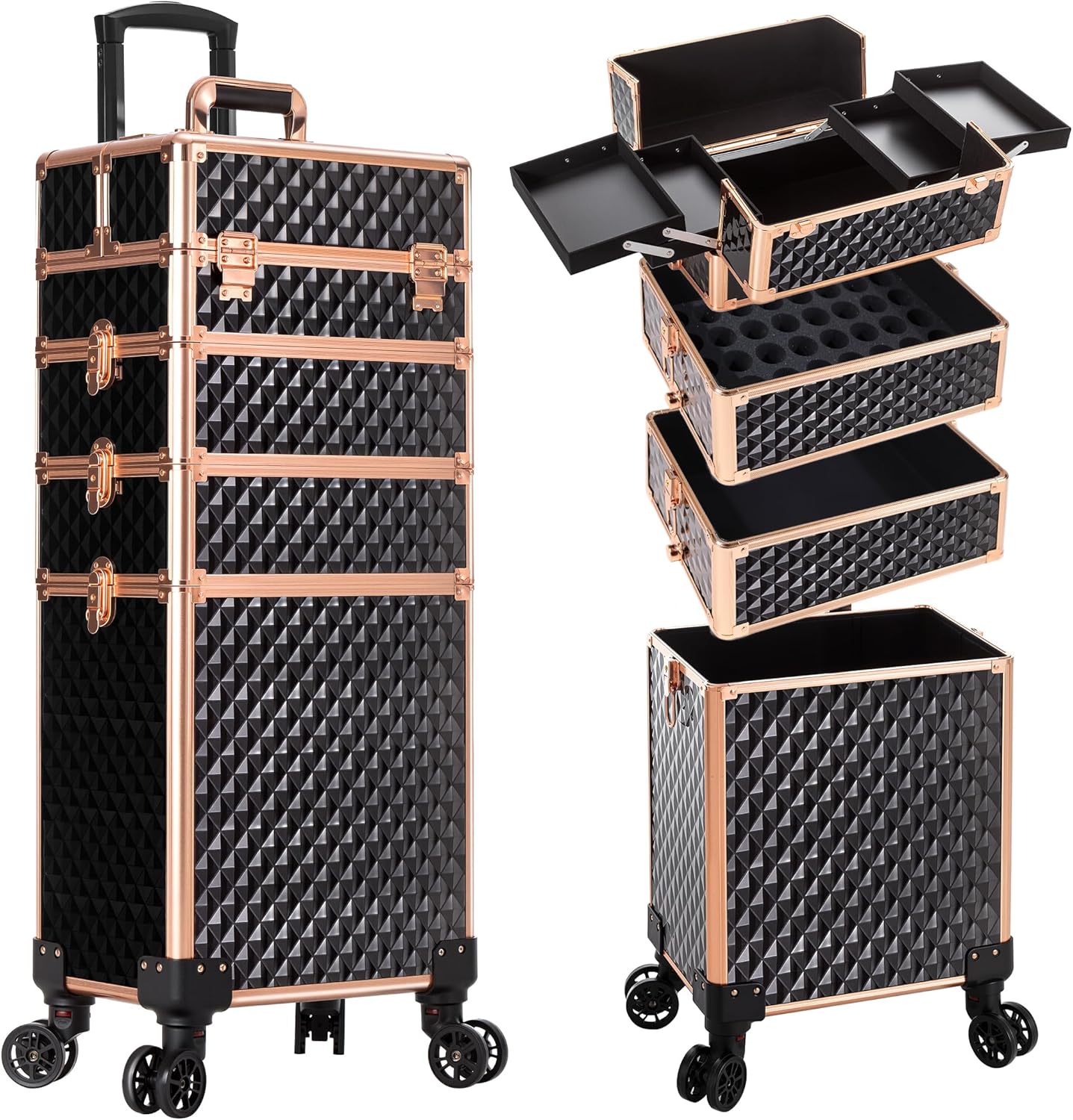 AROUS Rolling Makeup Train Case: Large Storage Trolley for Pros