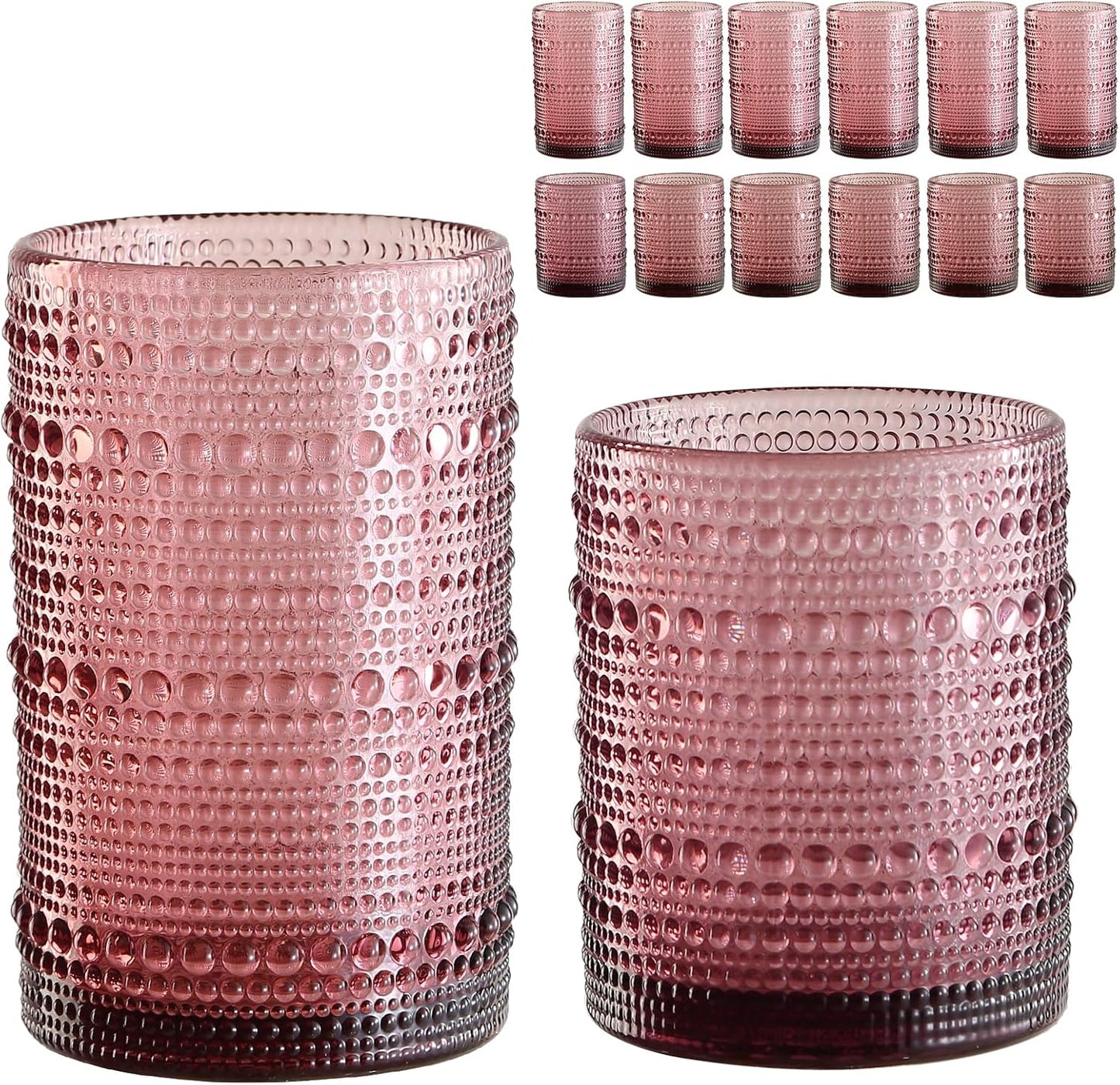 Vintage Glassware Drinking Glasses Set of 12 for All Occasions