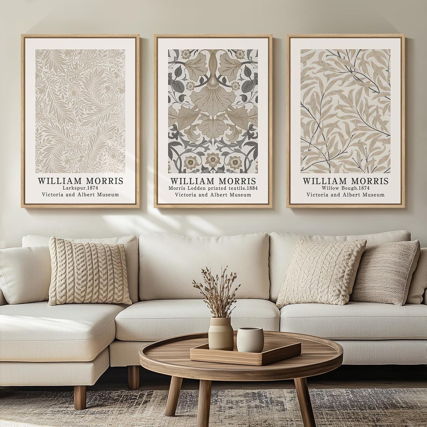 Framed Large William Morris Vintage Wall Art Set of 3 Prints