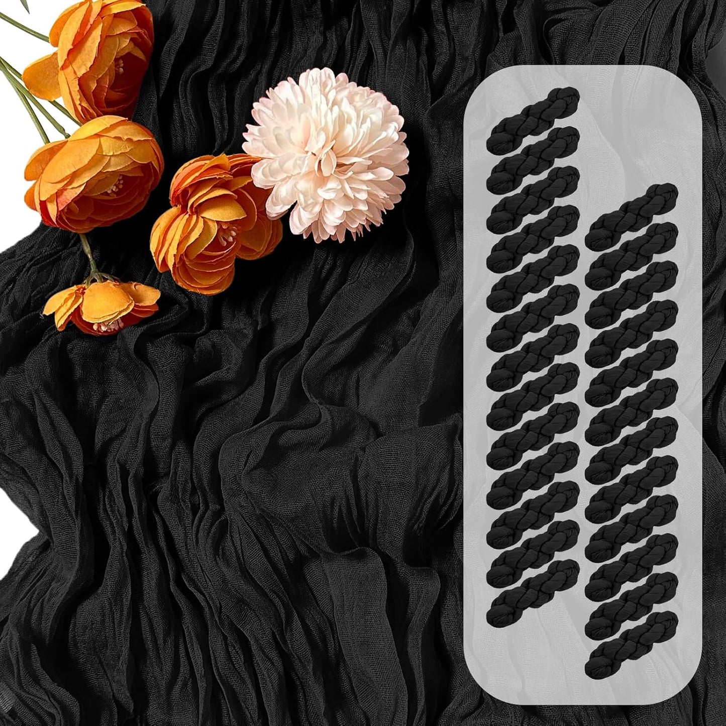25 Pack Black Cheesecloth Table Runner for Elegant Events
