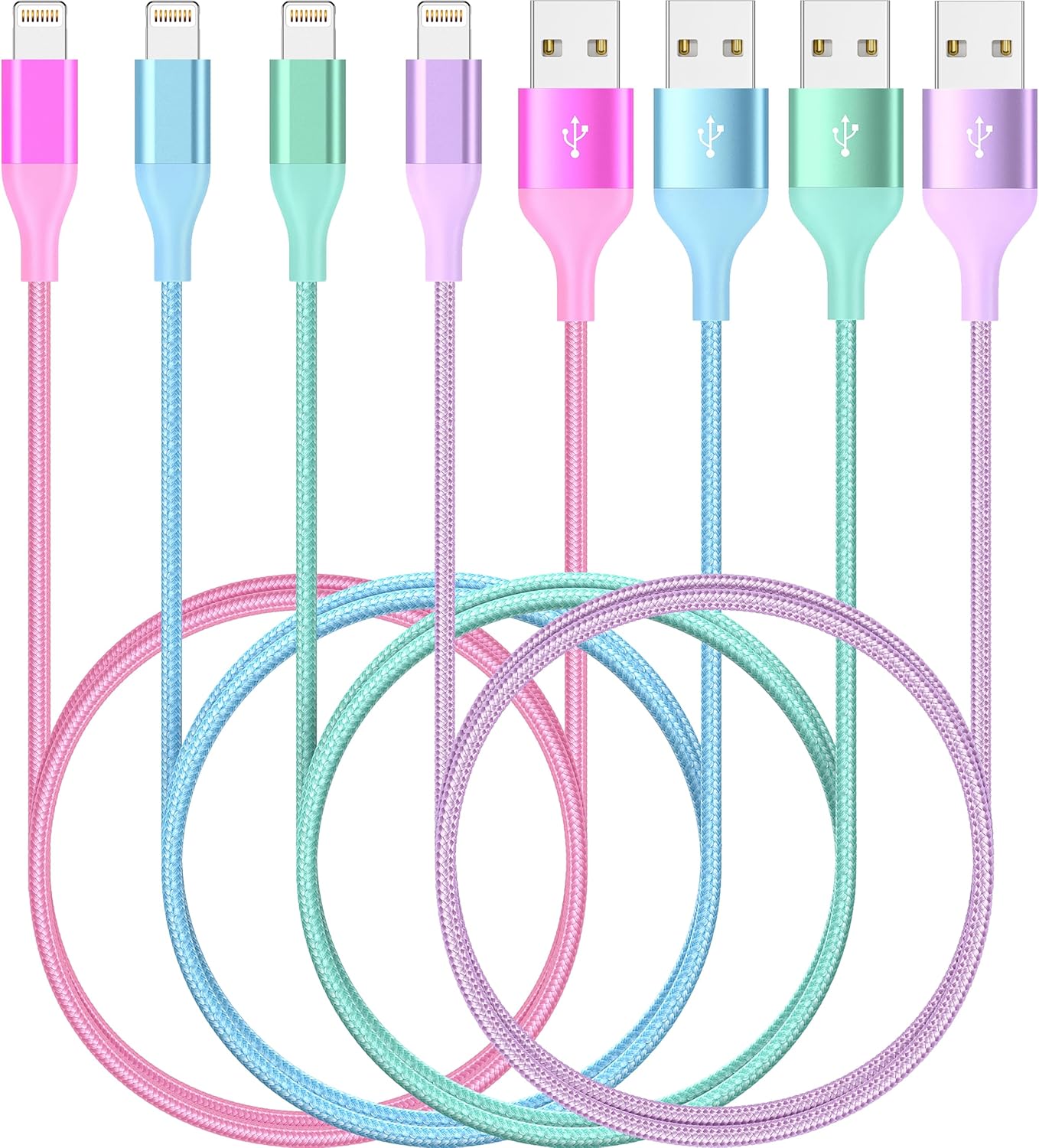 Colorful Kawaii MFi Certified iPhone Charger Cord