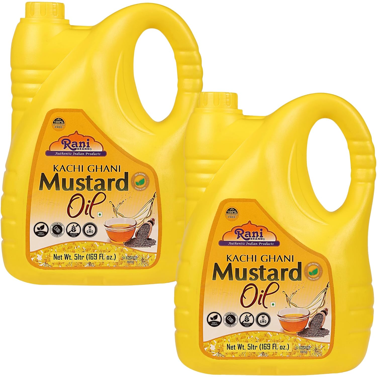 Rani Mustard Oil Kachi Ghani 169 Ounce Pack of 2 for Health