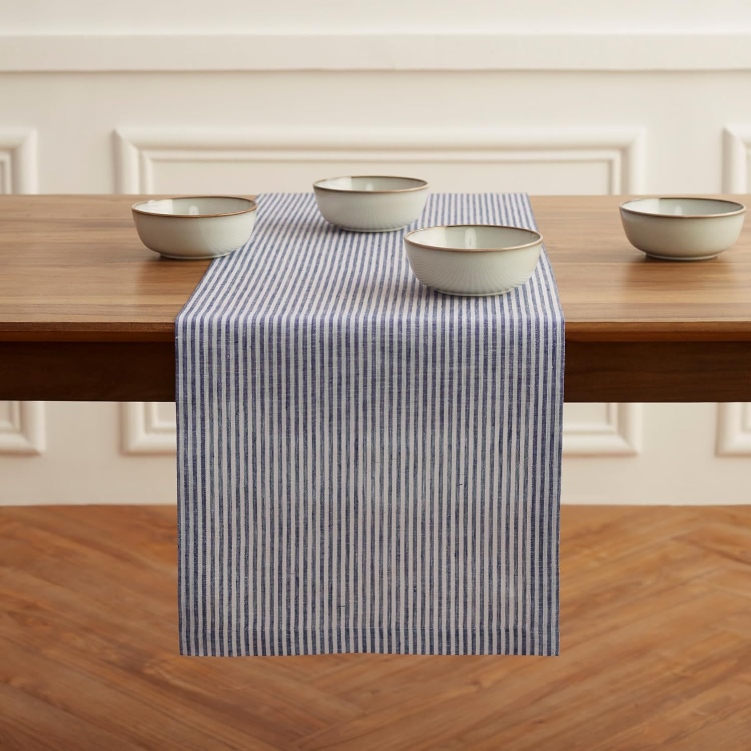 Narrow Stripe 100% Pure Linen Table Runner for Stylish Decor