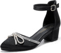 Girls Closed Toe Pointed High Heel Sandals with Bowknot - Cute Party
