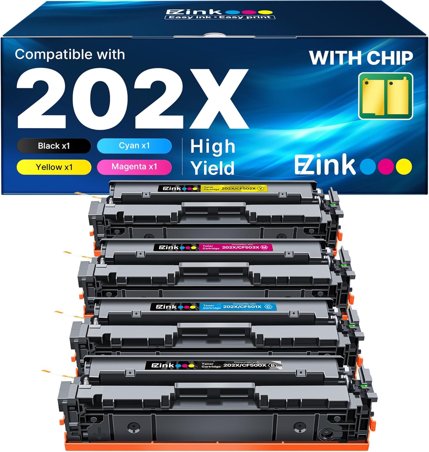 E-Z Ink 202X Toner Cartridges High Yield for HP Color Printers