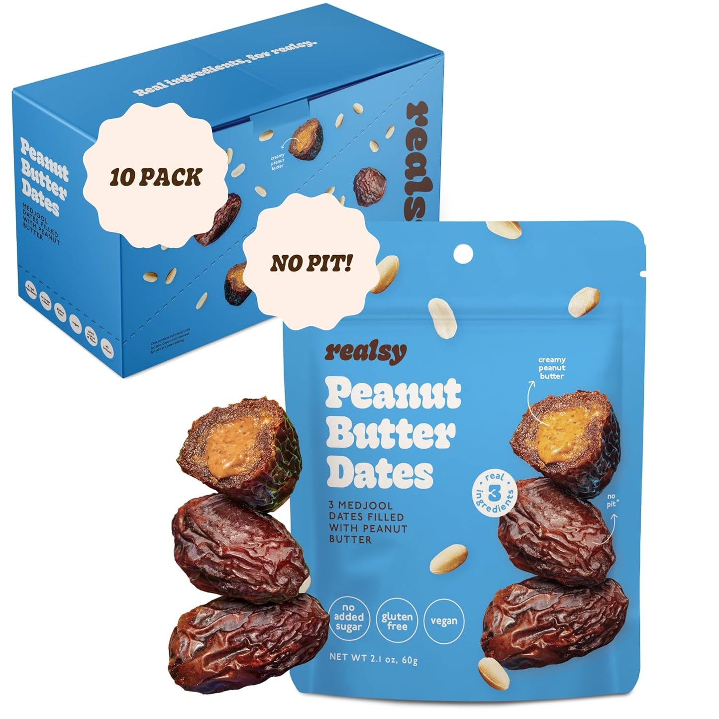 Realsy Peanut Butter Stuffed Medjool Dates for Healthy Snacking