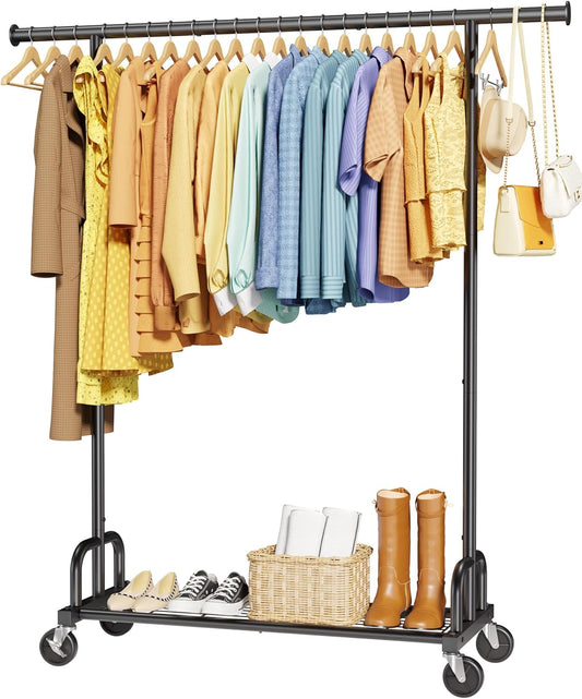 Large-Capacity Clothes Rack with Lockable Wheels for Versatile Use