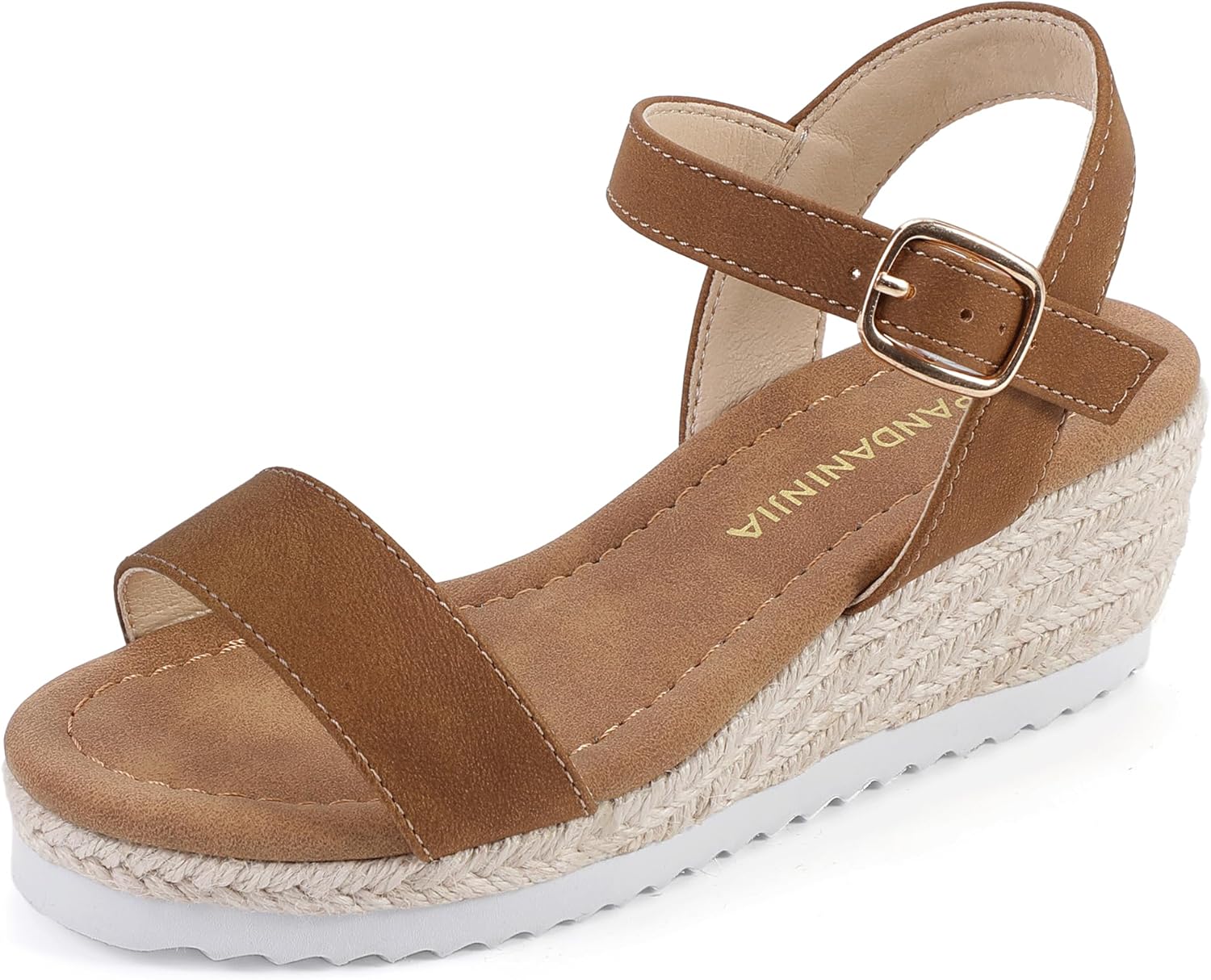 PANDANINJIA Girls Sandals Wedge Platform Espadrille Heels