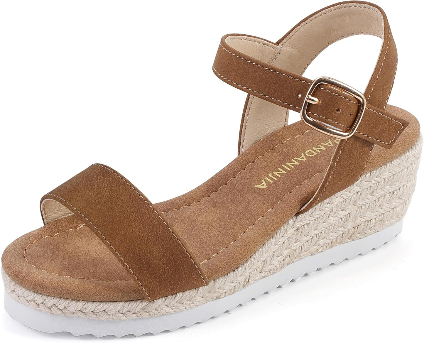 PANDANINJIA Girls Sandals Wedge Platform Espadrille Heels