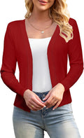 Women's Cropped 3/4 Sleeve Cardigan Sweater - Lightweight Red Bolero