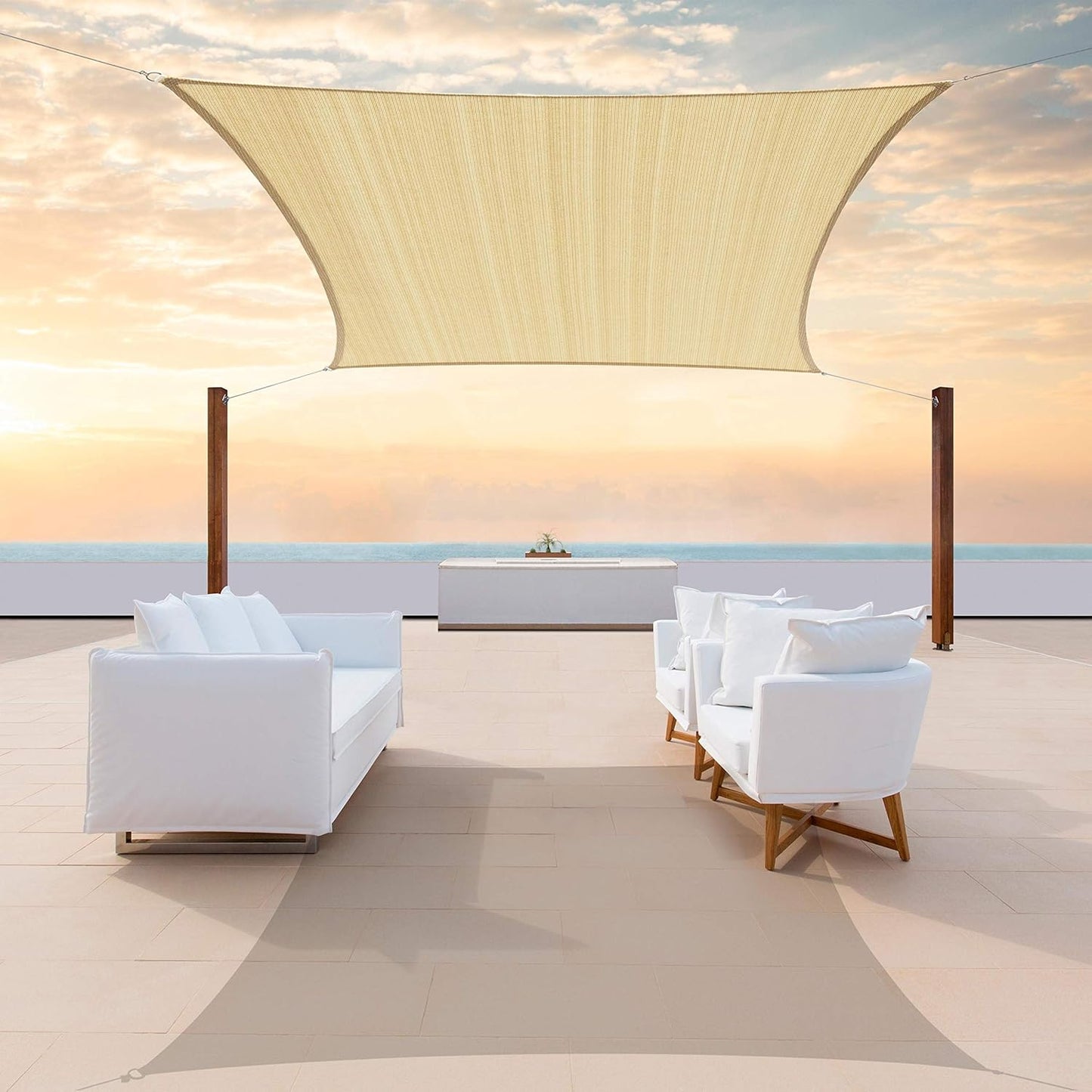 Custom Size 14ft x 16ft Beige Sun Shade Sail Canopy for Durability