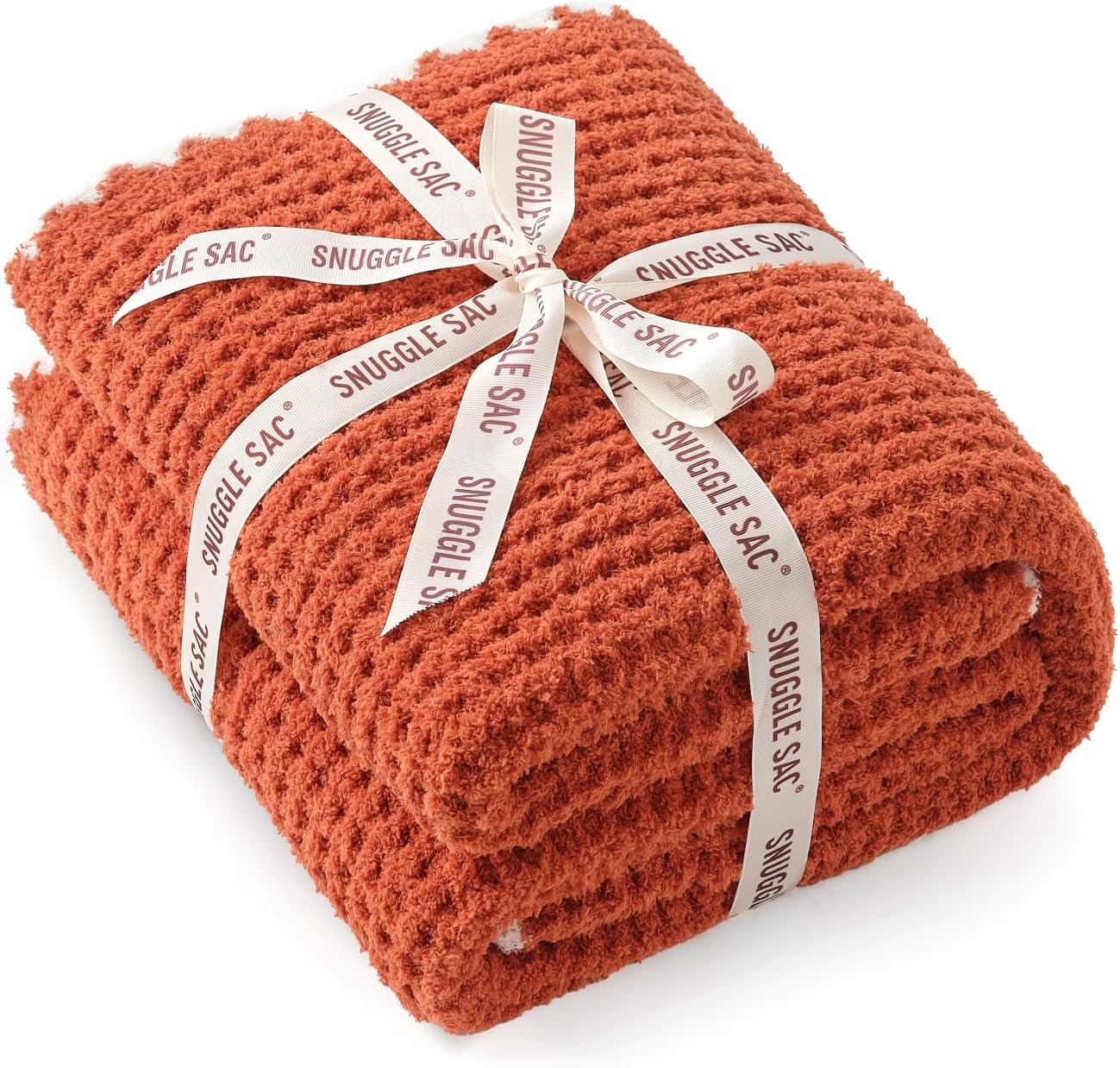 Snuggle Sac Orange Waffle Blanket for Cozy Comfort and Style