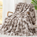 Touchat Faux Rabbit Fur Throw Blanket Grey - Super Heavy Cozy