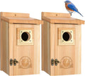 2 Pack Bird Houses for Outside with Copper Guard - Cedar Bluebird
