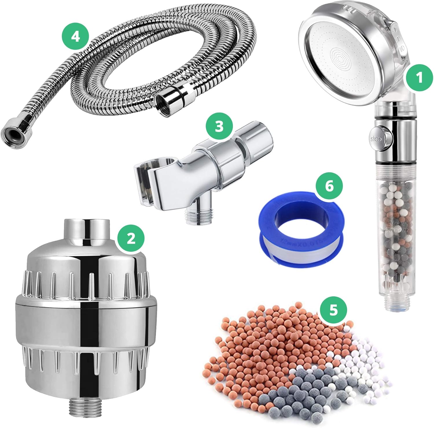 EcoPower High Pressure Handheld Shower Head with Filter Kit