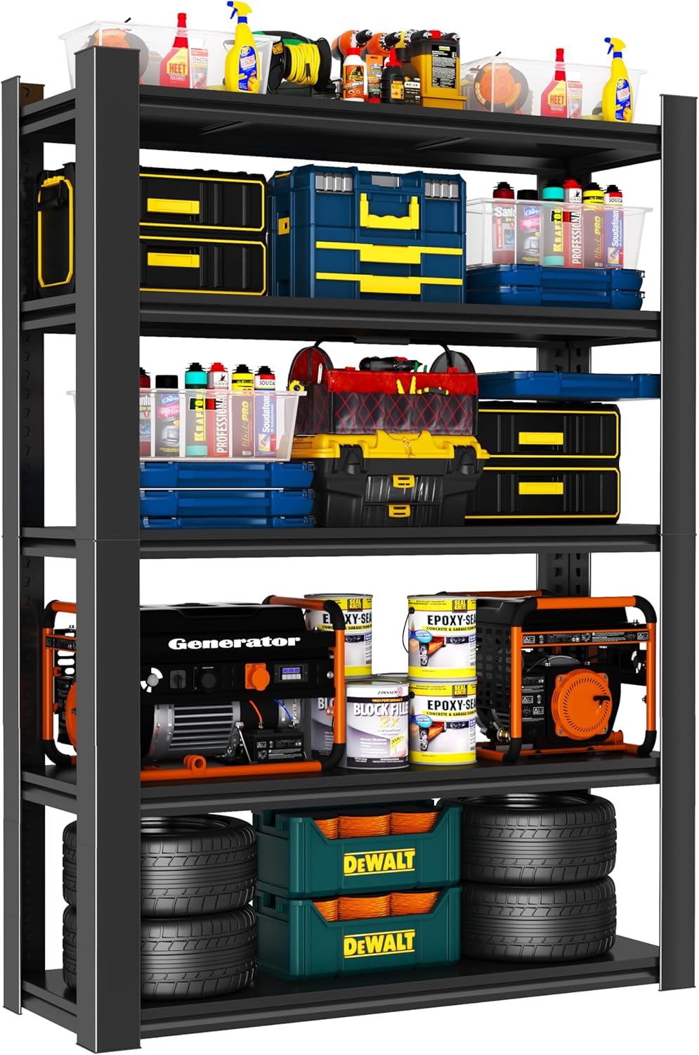 Heavy Duty 5-Tier Adjustable Metal Garage Shelving Unit for Storage