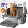 XL Stainless Steel Cat Litter Box 20L - High Sides, Easy Clean