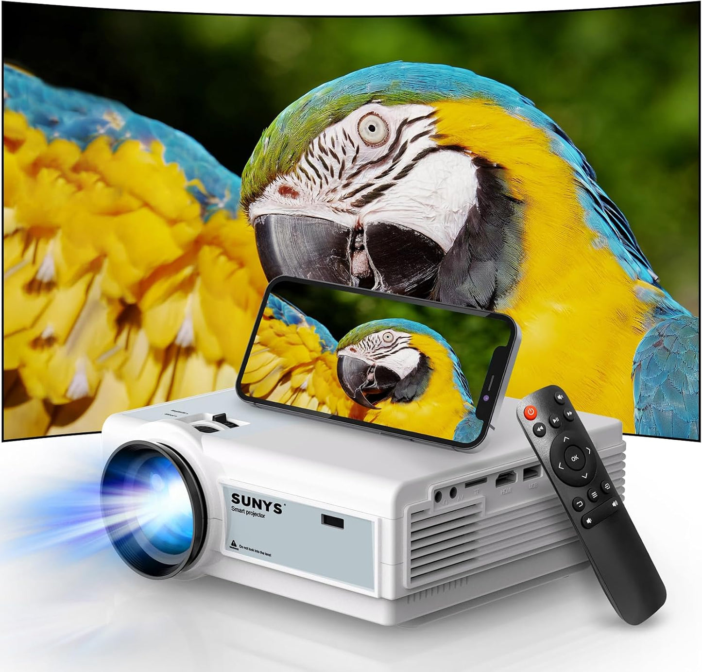 Mini Projector with WiFi and Bluetooth for Home and Outdoor Use