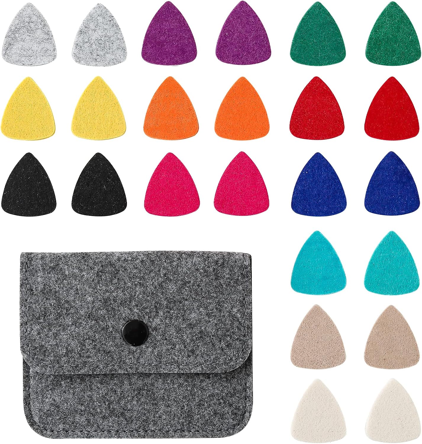 Felt Heart Ukulele Picks Set + Holder Case