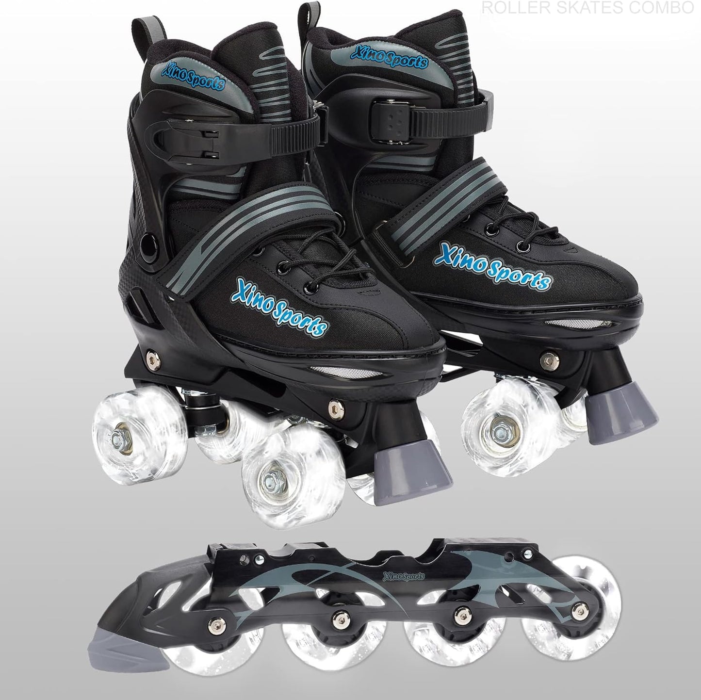 XINO SPORTS 2 in 1 Combo Kids Roller Skates with LED Lights
