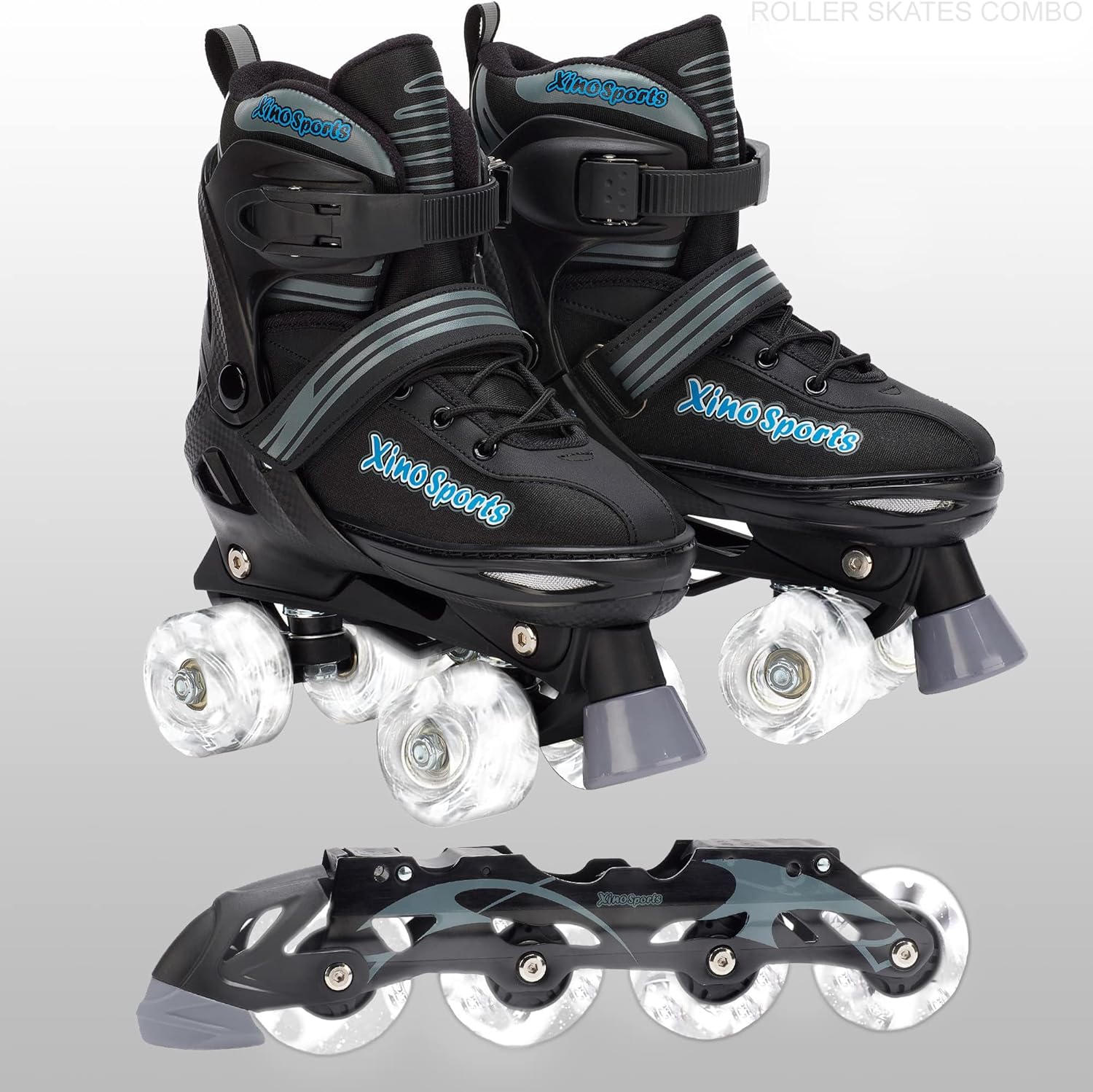 XINO SPORTS 2 in 1 Combo Kids Roller Skates with LED Lights