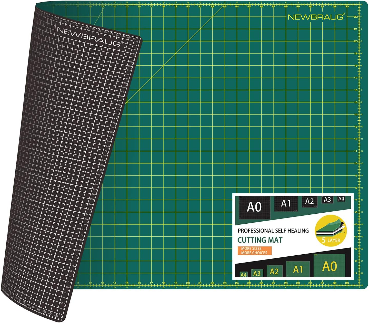 NEWBRAUG 24ft' 36ft' Large Self Healing Gridded Rotary Cutting Mat