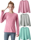 Youth Girls Long Sleeve Shirts 3 Pack - Soft Dryfit Activewear