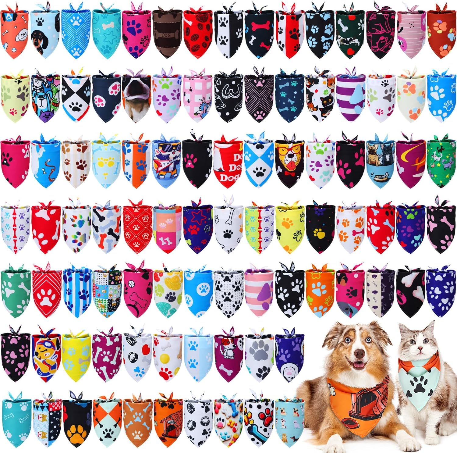 100 Pcs Colorful Triangle Dog Bandanas for Stylish Pets