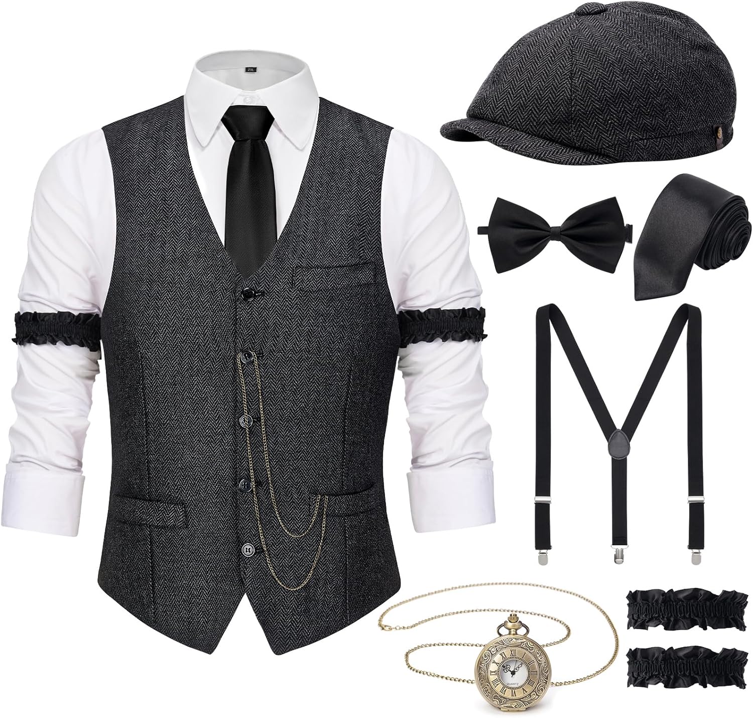 1920s Mens Costume Gatsby Gangster Accessories Set for Parties