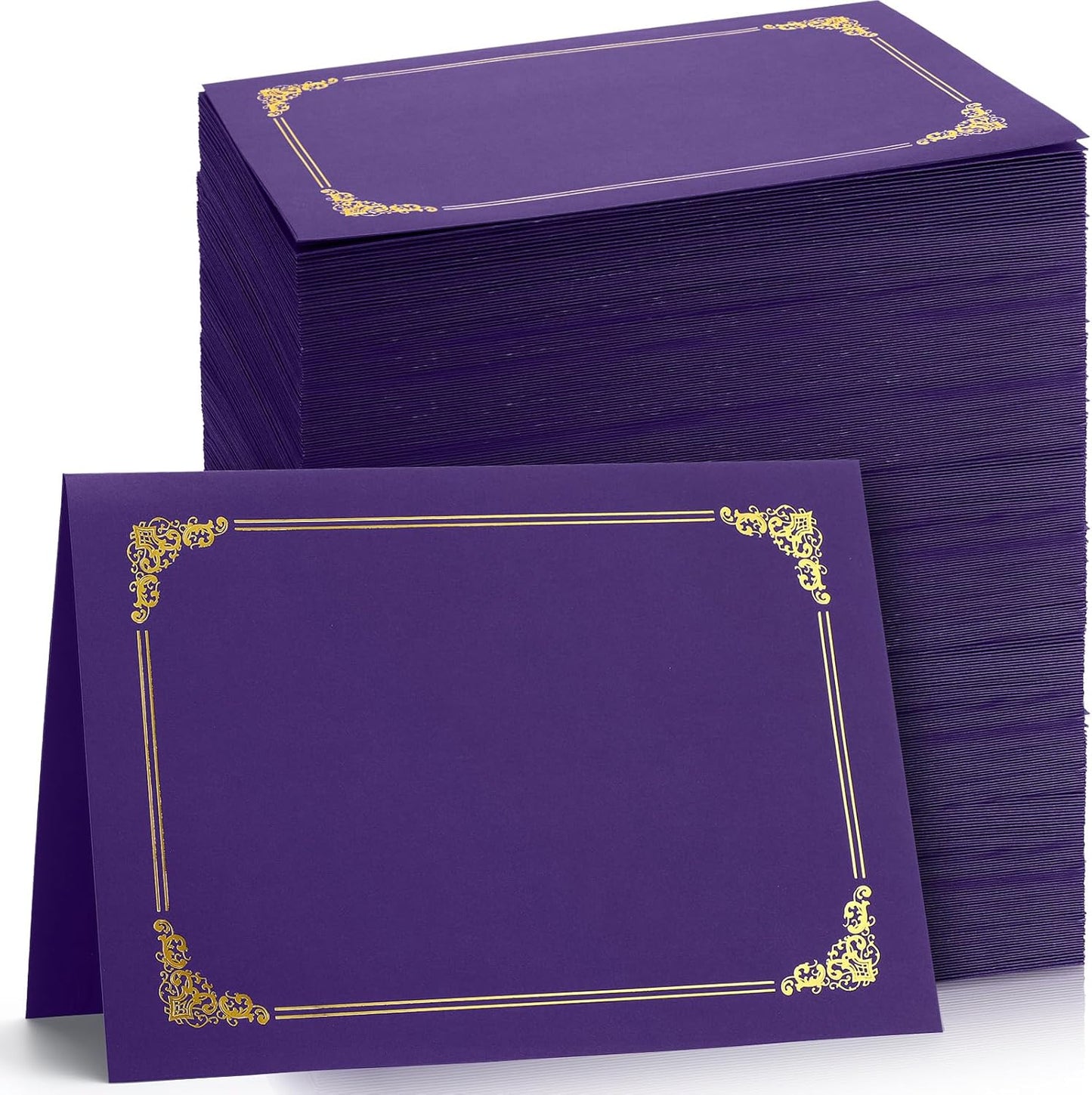 Purple Certificate Holders Bulk with Gold Foil Border for Awards