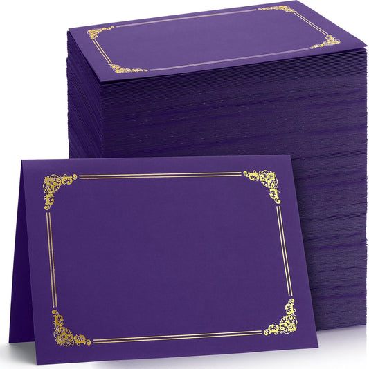 Purple Certificate Holders Bulk with Gold Foil Border for Awards