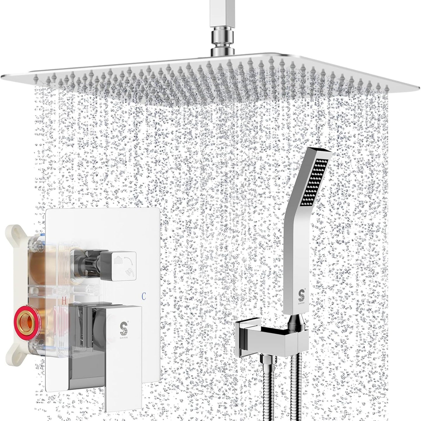 SR SUN RISE 16 Inch Polished Chrome Shower Faucet System