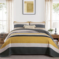 King Size Quilt Set Yellow Striped Boho Quilt - Lightweight Comfort