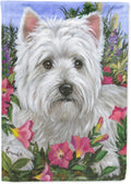 Westie Petunia House Flag Large Sleeve Pole Decorative Yard Banner