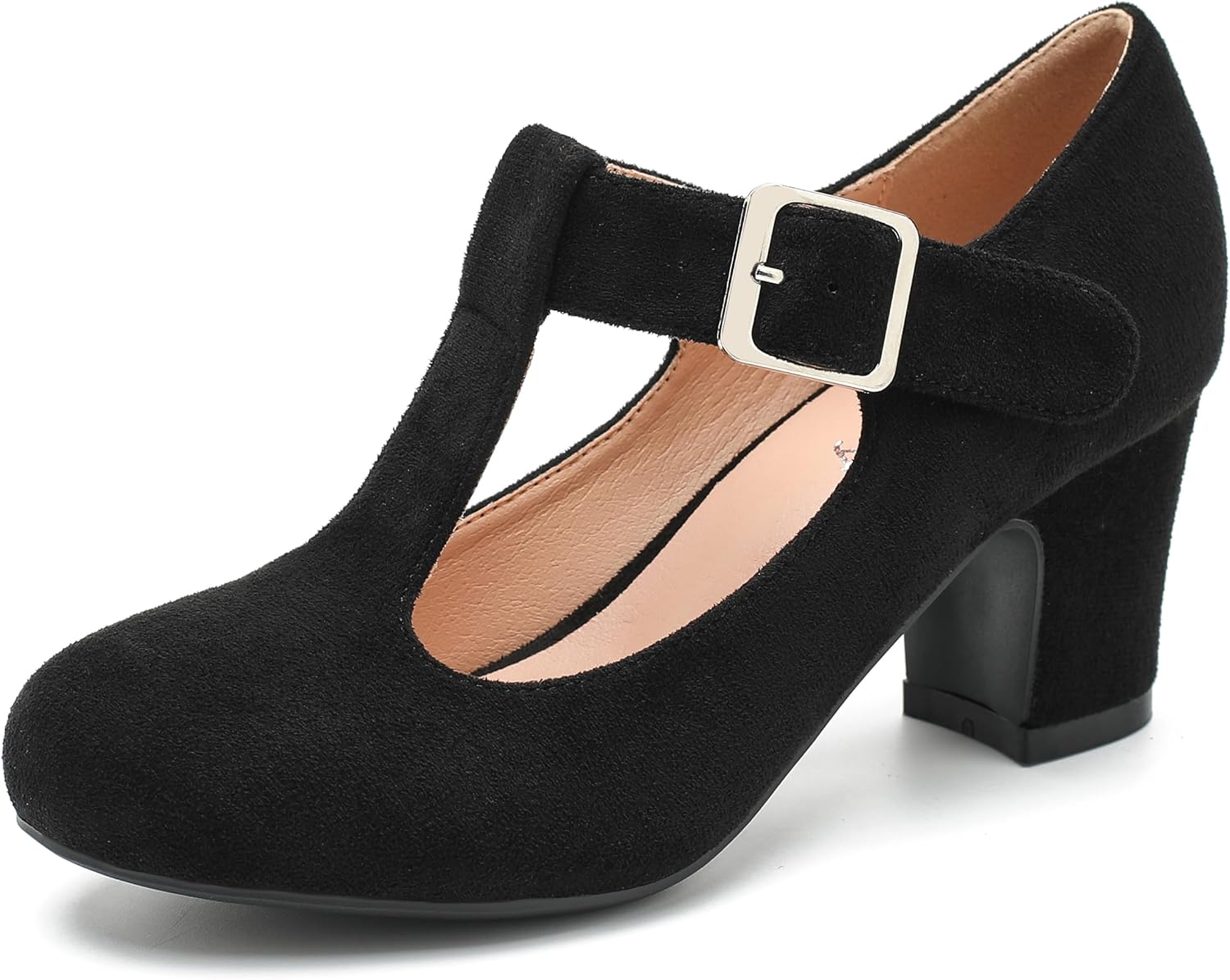 Stylish Women's T-Strap Mary Jane Pumps with Low Block Heels