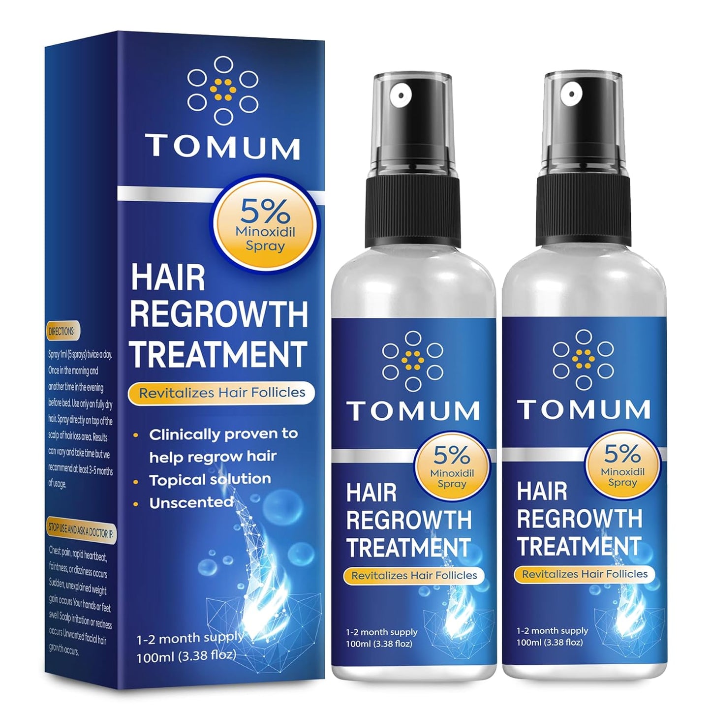 Minoxidil Hair Growth Spray for Men and Women - 5% Formula