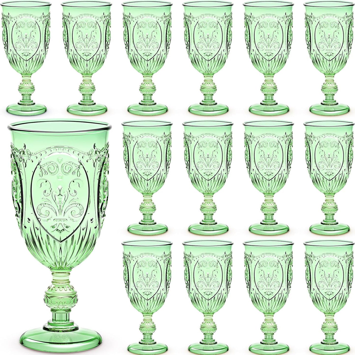 24 Pcs Vintage Plastic Goblets for Weddings and Parties