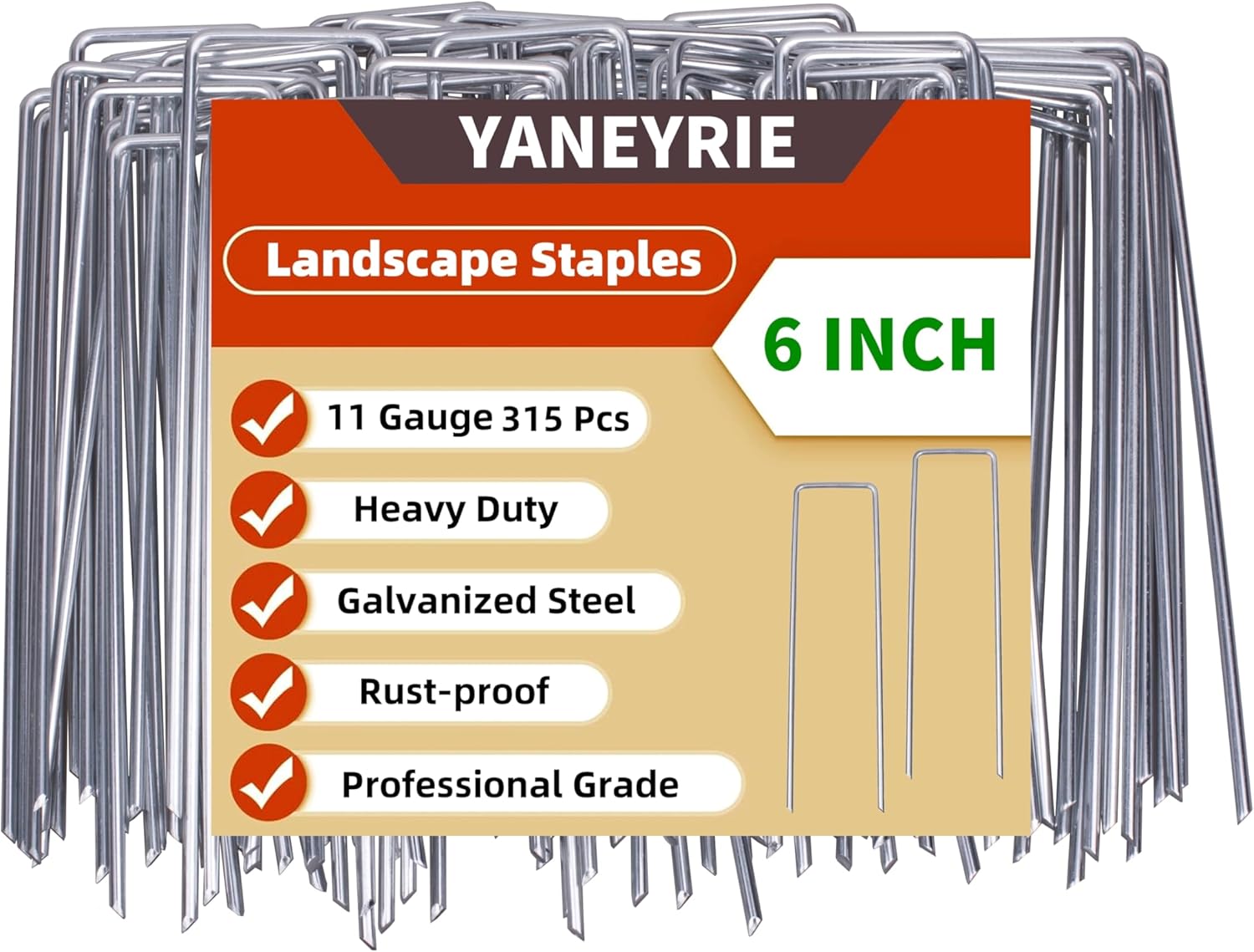 6 Inch Hot-dip Galvanized U-Shaped Garden Stakes for Landscaping
