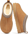 Genuine Suede Fuzzy Slippers for Women - Cozy Winter Mini Boots