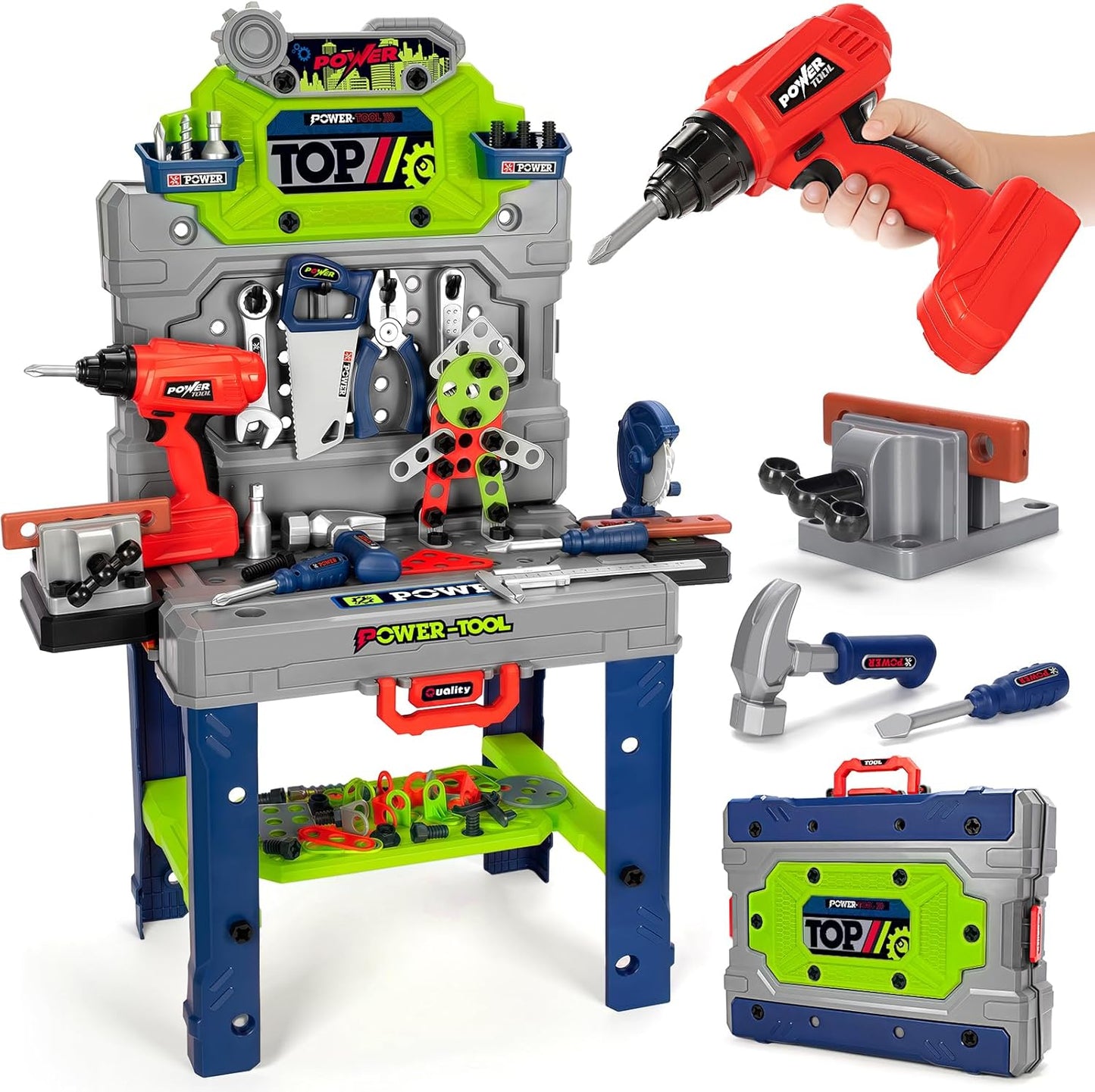 Kids Tool Bench Set with Electric Drill for Creative Play