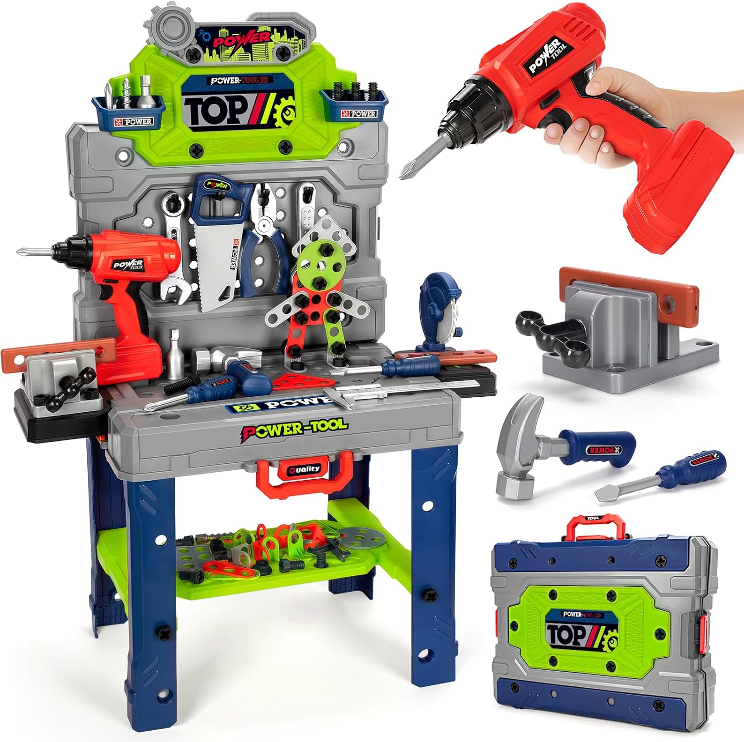 Kids Tool Bench Set with Electric Drill for Creative Play