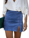 Luvamia Jean Skirt for Women with Slit High Waisted Design