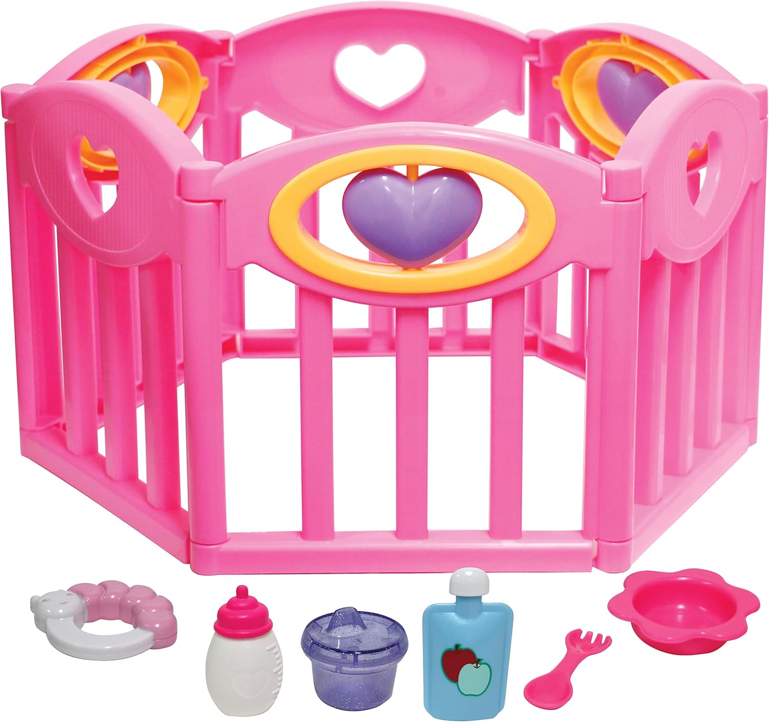 Fun & Versatile JC Toys Baby Doll Play Pen Set | Fits 17 Dolls | Adjustable & Adorable | Ages 2+ | Pink