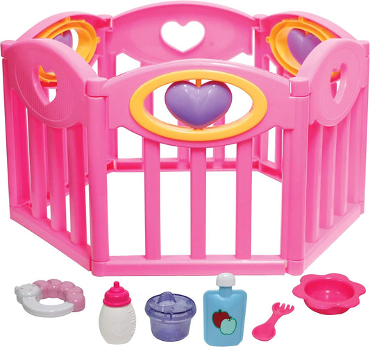 Fun & Versatile JC Toys Baby Doll Play Pen Set | Fits 17 Dolls | Adjustable & Adorable | Ages 2+ | Pink