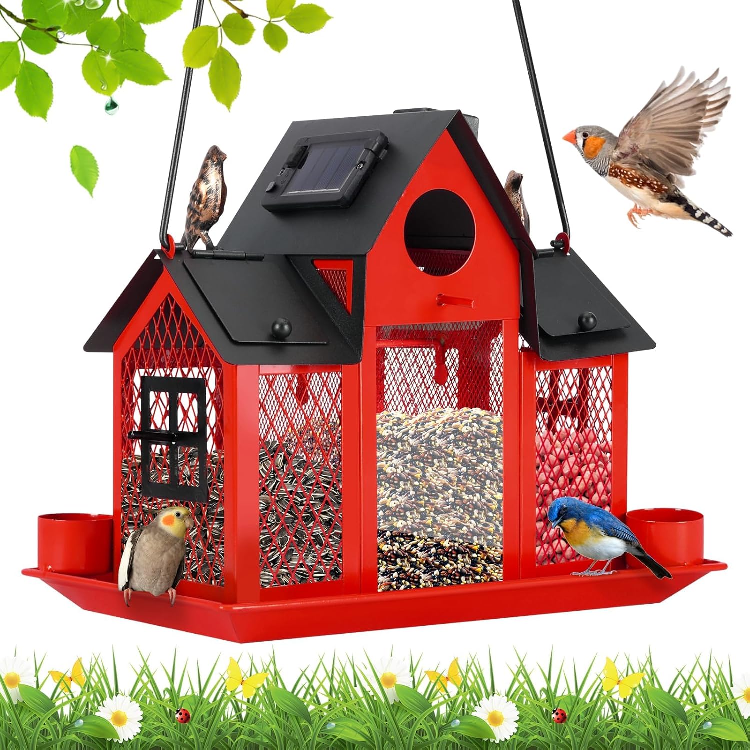 Solar Bird Feeders House for Outside Hanging - Unique Design