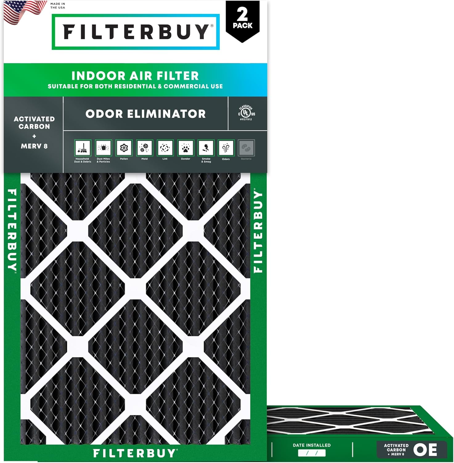 Filterbuy 12x20x1 Air Filter MERV 8 for Odor & Allergy Defense