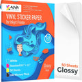 Printable Vinyl Sticker Paper - 50 Glossy Self-Adhesive Sheets