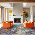 Abstract Area Rug 10x14 - Soft Colorful Low Pile Rug for Living Room