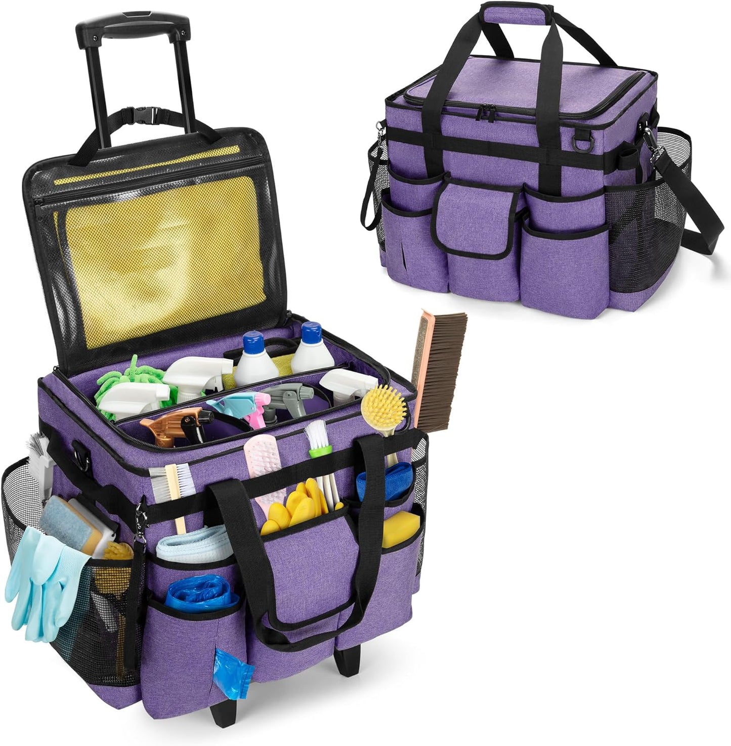 LoDrid Rolling Cleaning Caddy with Lid for Easy Organization